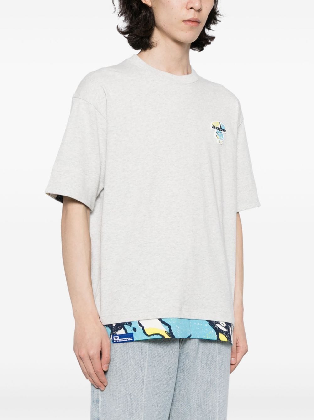 Shop Aape By A Bathing Ape Graphic-print Logo-embroidered T-shirt In Grau