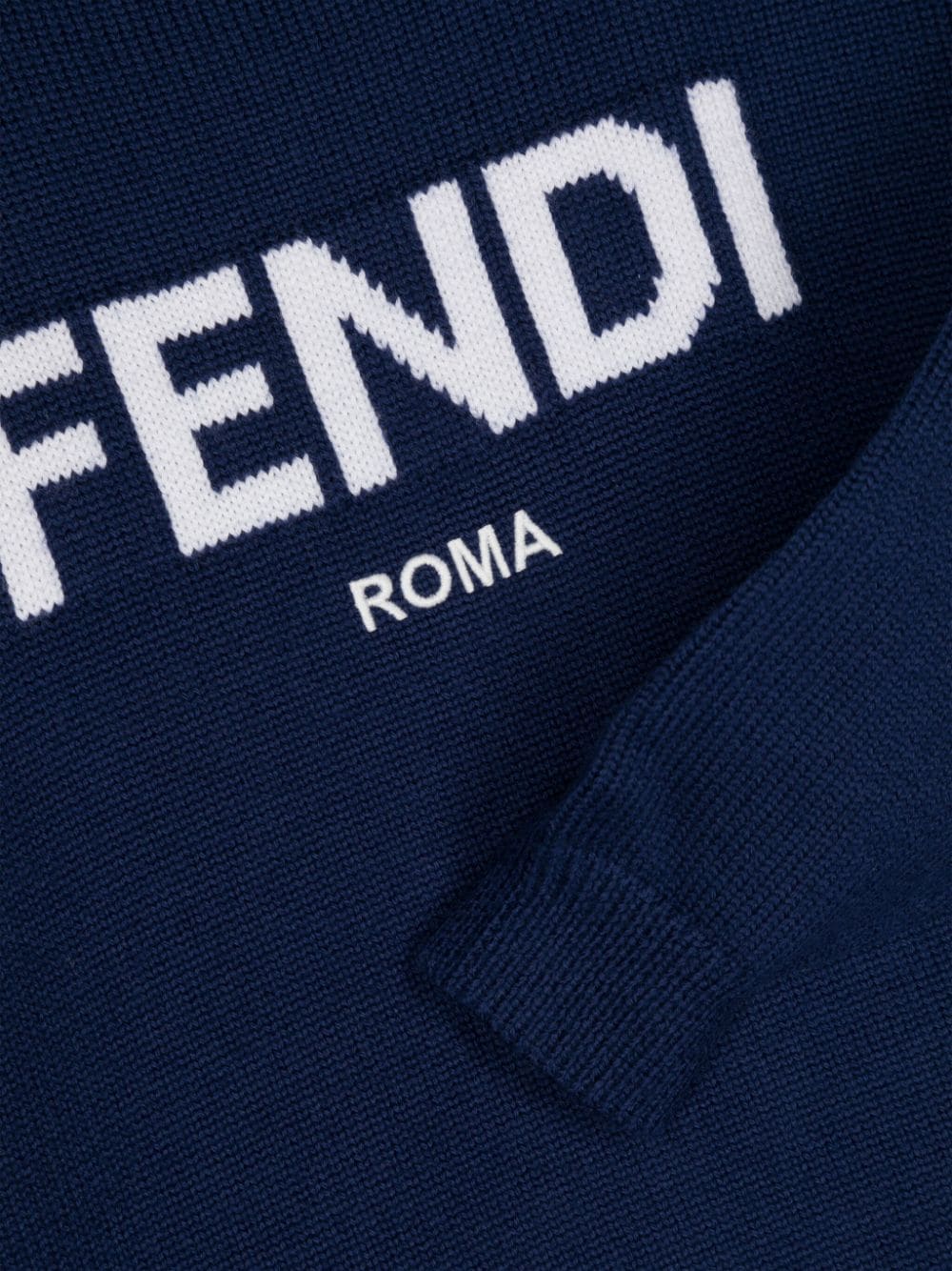 Shop Fendi Intarsia-knit Logo Jumper In Blue