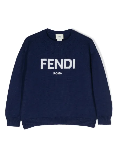 Fendi Kids intarsia-knit logo jumper