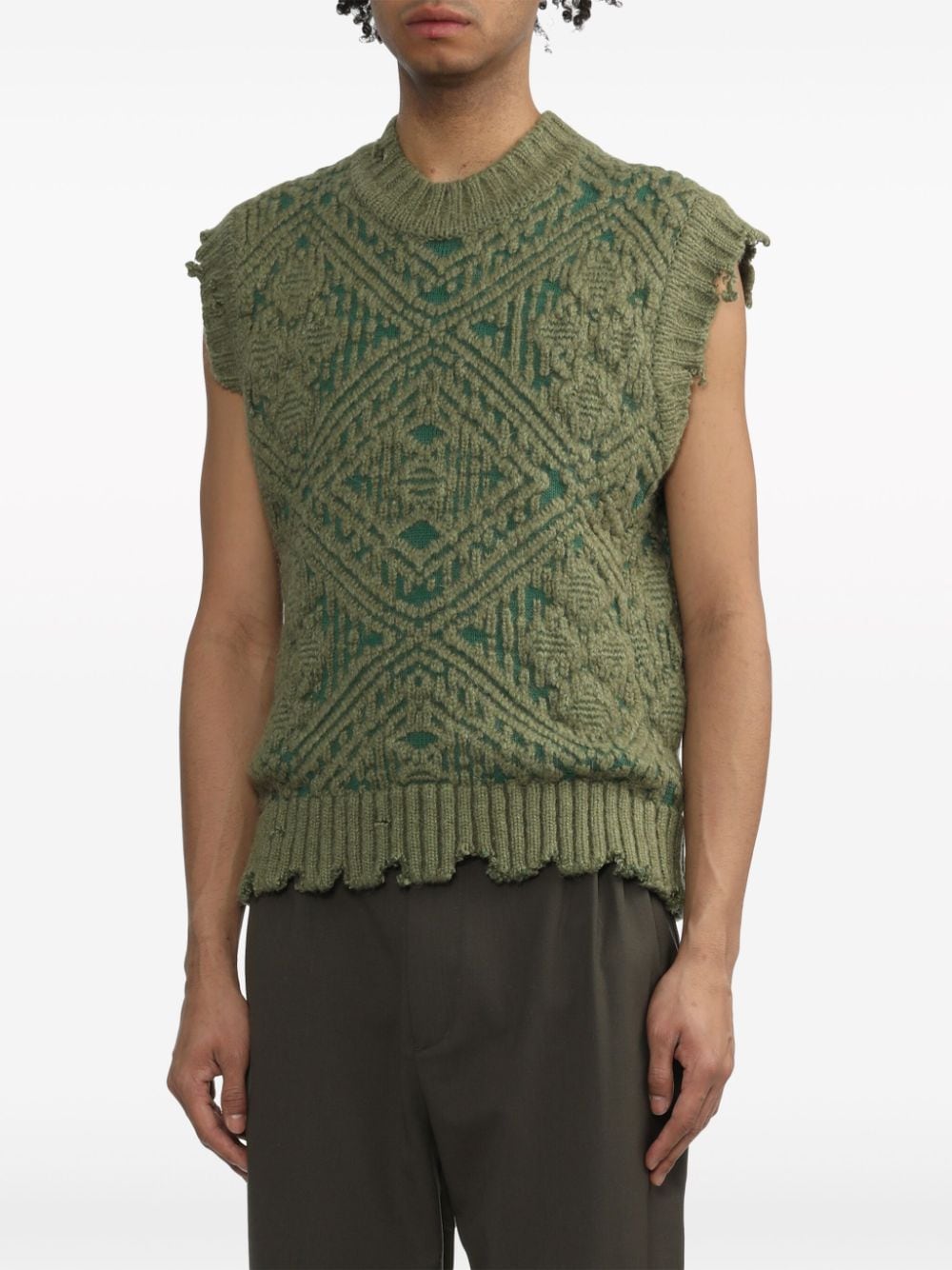 Shop Andersson Bell Jacquard Knitted Vest In Green
