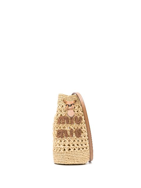 Miu Miu woven-raffia bucket bag WOMEN