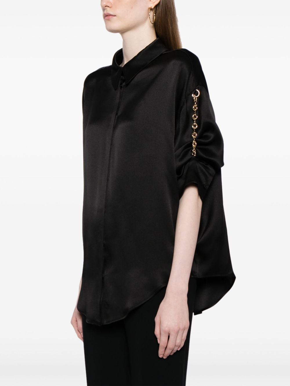 Shop Loewe Short-sleeve Silk Shirt In Black