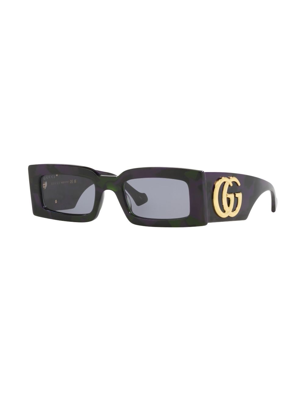 Shop Gucci Logo-plaque Rectangle-frame Sunglasses In Green