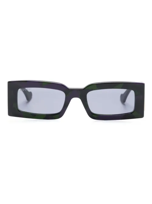 Lunettes de soleil rectangulaires à plaque logo - Gucci Eyewear - Modalova