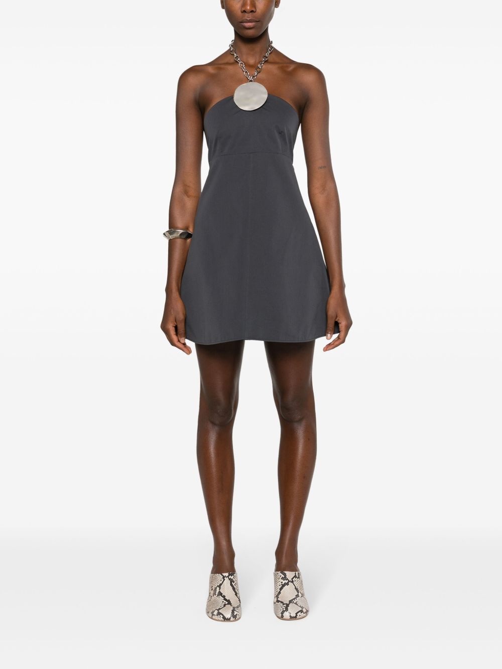 Jil Sander necklace-detail halterneck minidress - Grey