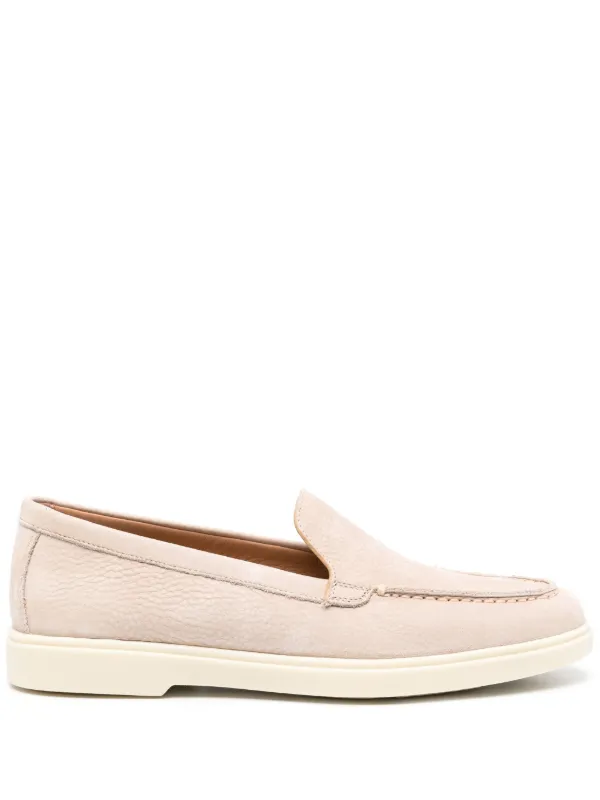 Santoni Slip-on Leather Loafers in Neutrals