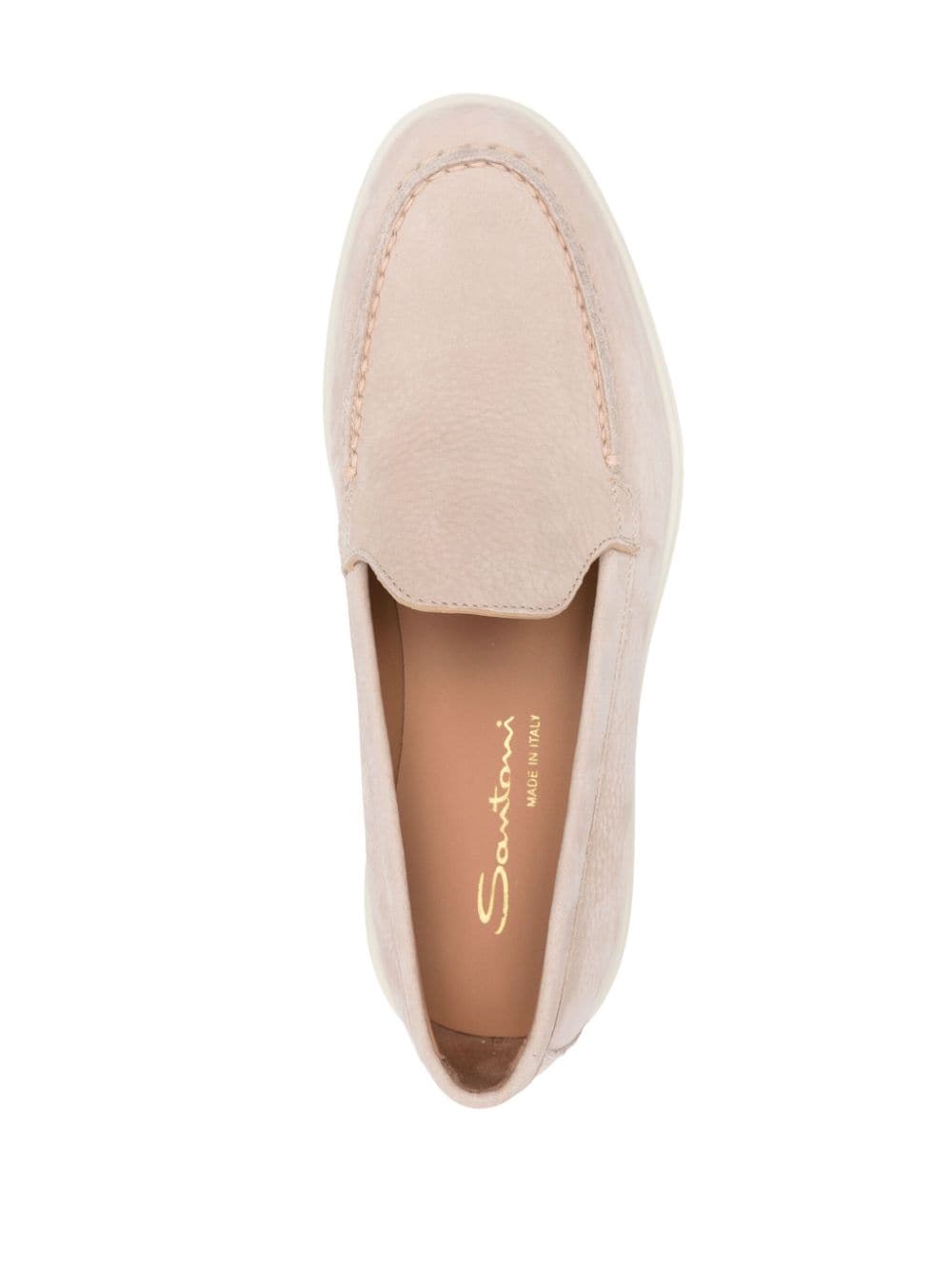 Shop Santoni Slip-on Leather Loafer In Neutrals