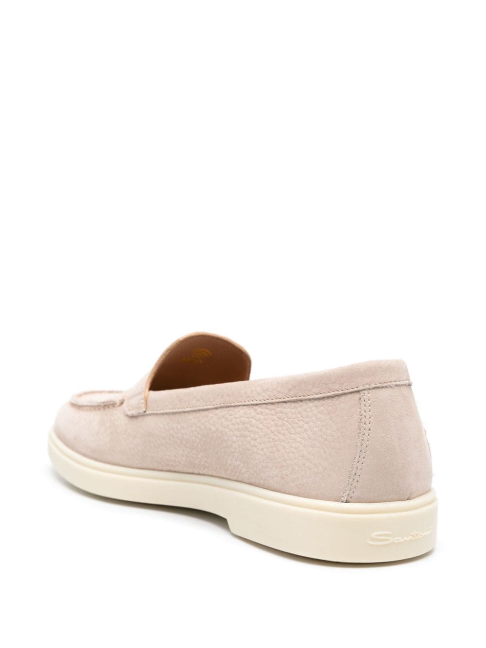 Shop Santoni Slip-on Leather Loafer In Neutrals