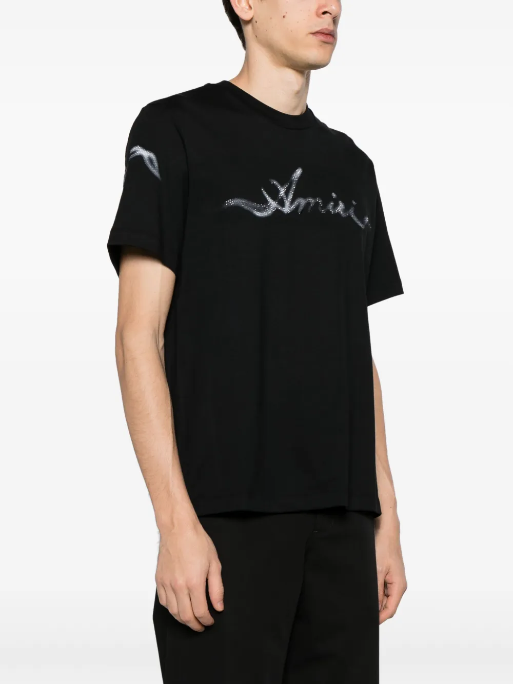 Shop Amiri Smoke Rhinestone-embellished T-shirt In Black