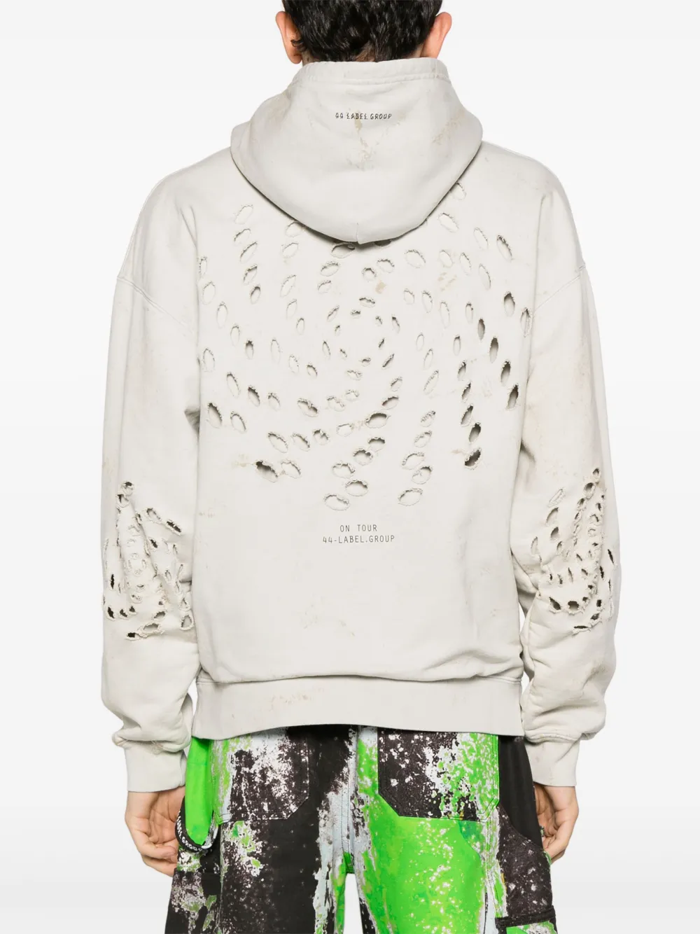 44 Label Group Trip Distressed Cotton Hoodie In Neutrals