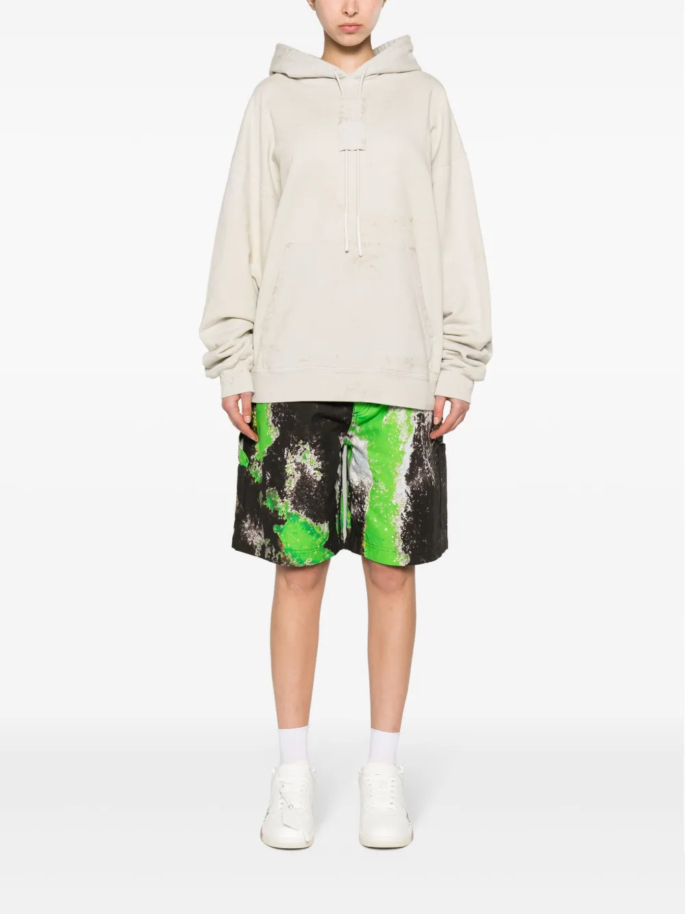 44 Label Group Trip Distressed Cotton Hoodie In Neutrals