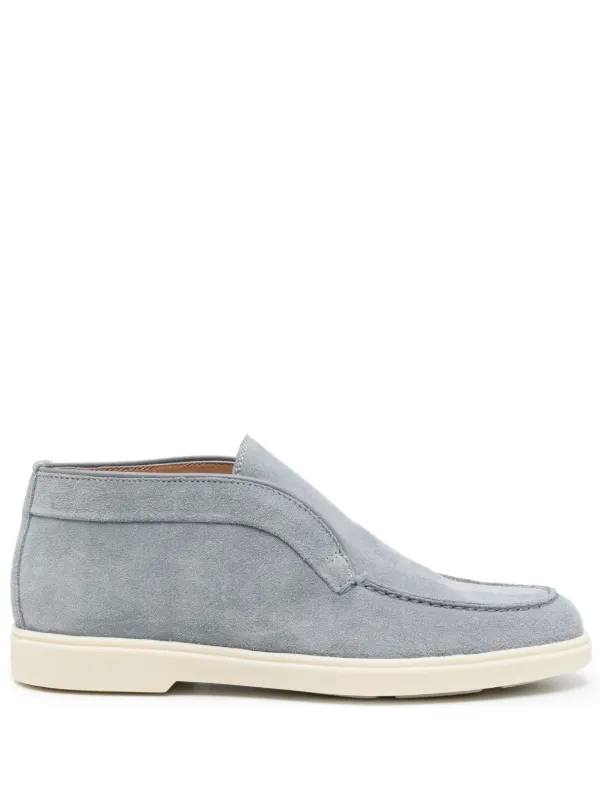 Santoni Slip-on Suede Boots in Blue
