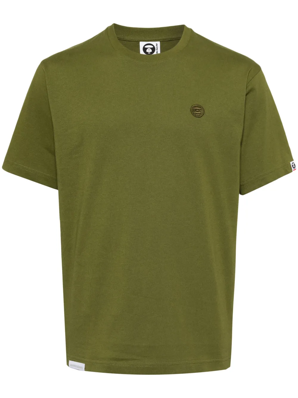 Shop Aape By A Bathing Ape Logo-embroidered Cotton T-shirt In Green