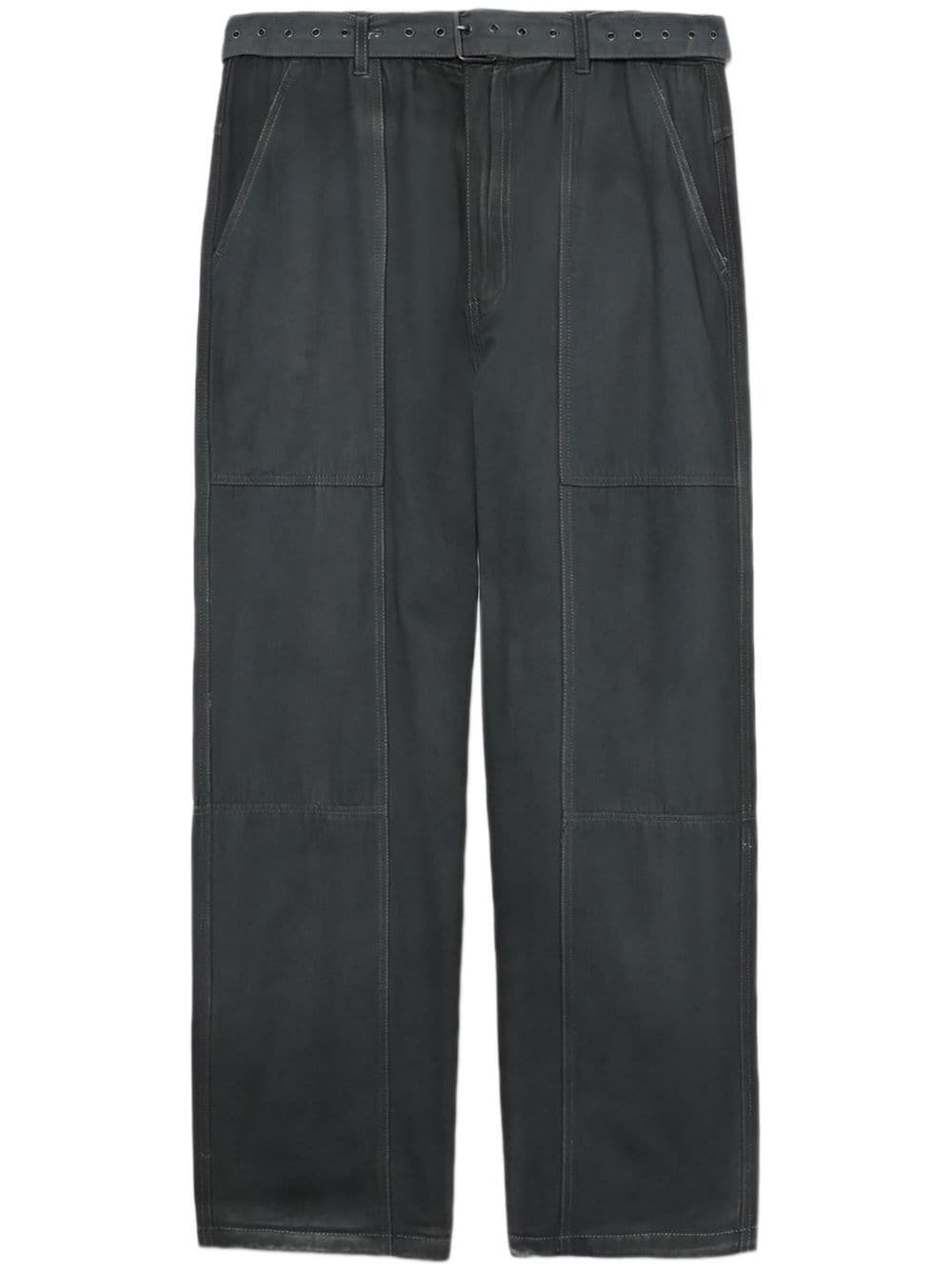 Izzue Belted Wide-leg Trousers In Grey