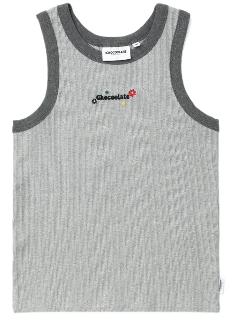 CHOCOOLATE logo-embroidered ribbed cotton tank top