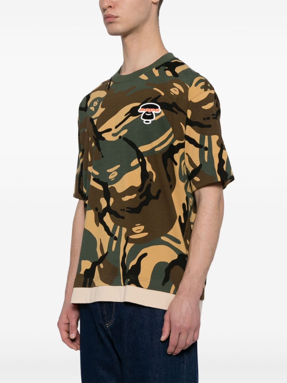 AAPE BY *A BATHING APE Katoenen T-shirt met camouflageprint Groen