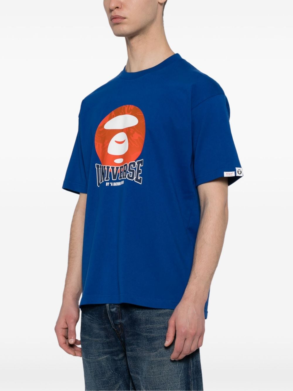 AAPE BY *A BATHING APE Katoenen T-shirt met logoprint Blauw