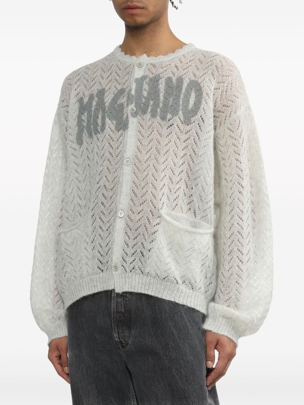 Shop Magliano Bimbo Pointelle-knit Cardigan In Grau