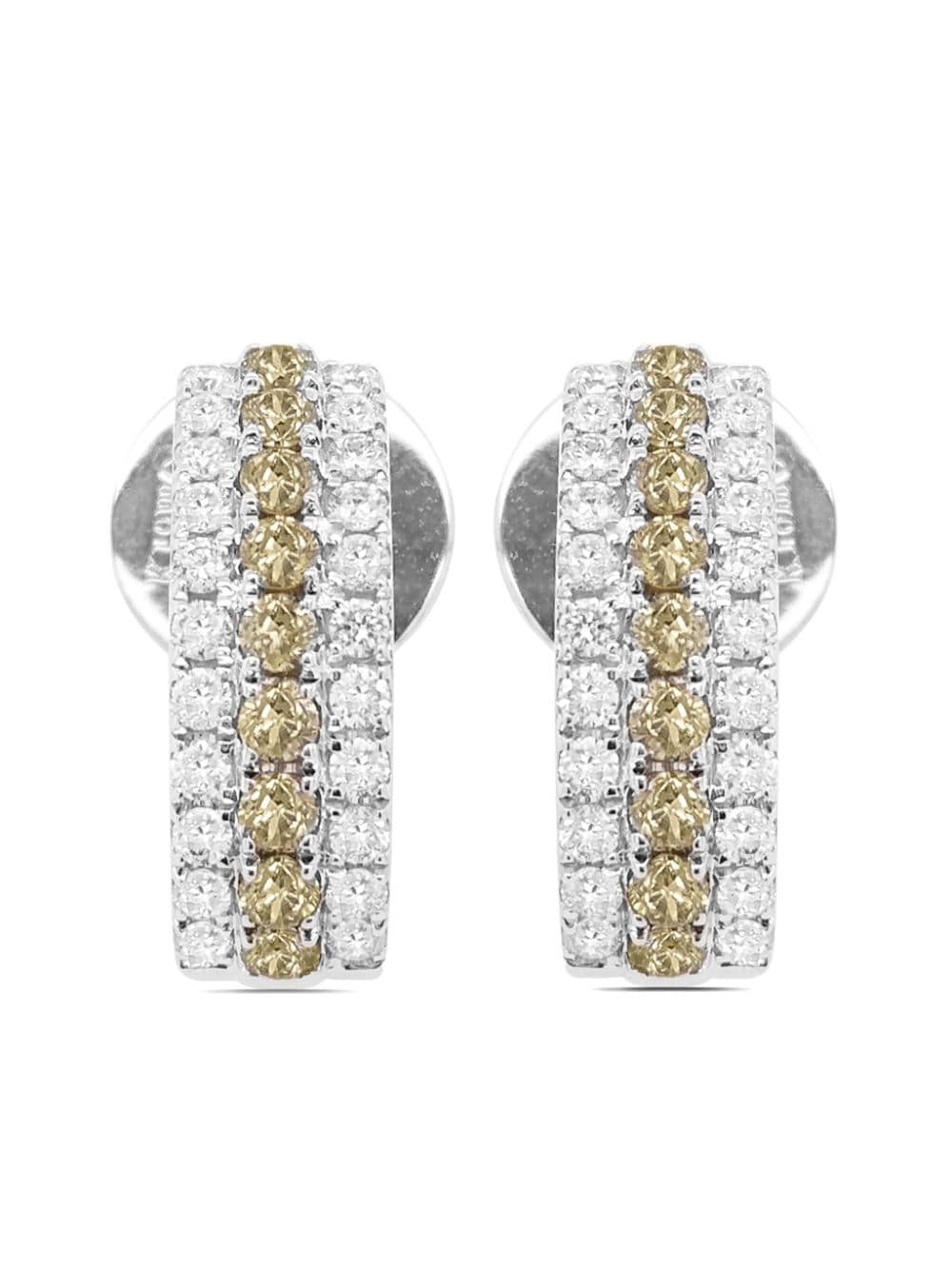 Hyt Jewelry 18kt White Gold Diamond Half-hoop Earrings In Silver