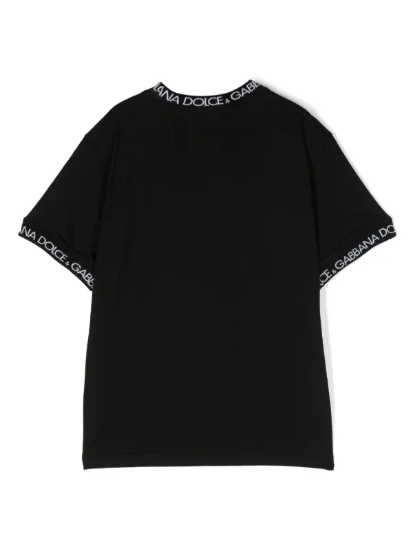 【DOLCE & GABBANA】キッズTシャツ・サイズ3（95〜101cm） Dolce & Gabbana Kids logo-patch Cotton T-shirt | Black | FARFETCH