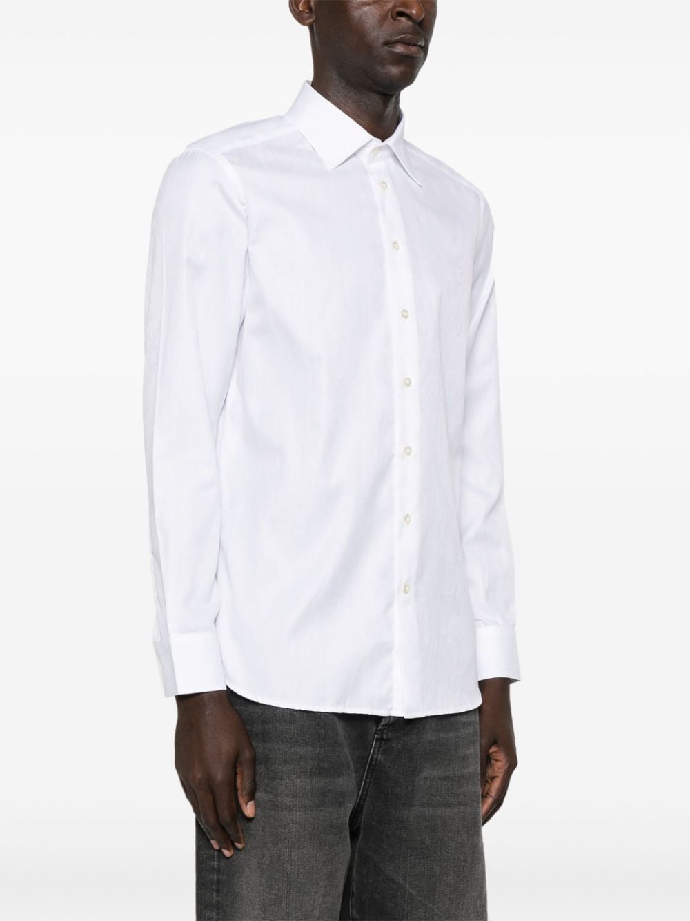 Shop Etro Jacquard-paisley Cotton Shirt In White