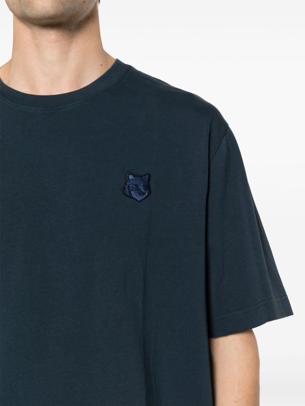 Maison Kitsuné Katoenen T-shirt met vossen-patroon Blauw
