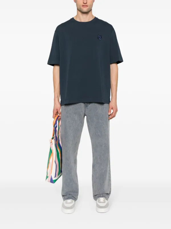 Tシャツ・カットソー MAISON KITSUNE LIGHT BLUE COTTON T-SHIRT Maison Kitsuné Fox-motif Cotton T-shirt | Blue | FARFETCH