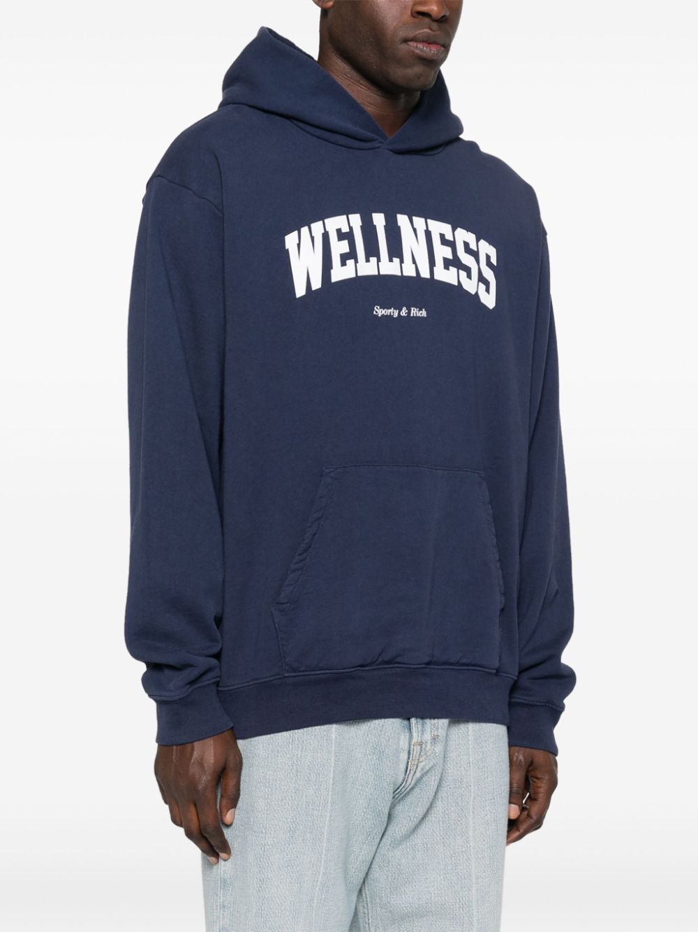 Shop Sporty And Rich Welness Cotton Hoodie In Blue