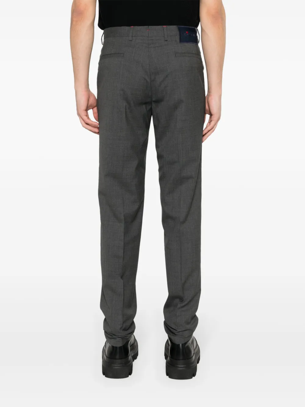 Shop Kiton Logo-patch Wool Trousers In Grey