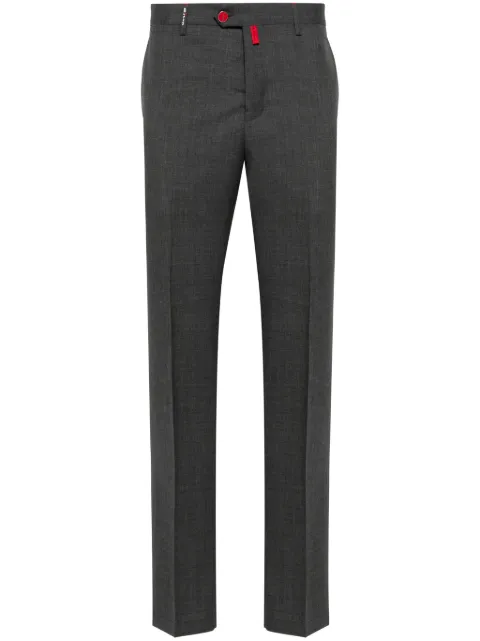 Kiton logo-patch wool trousers 