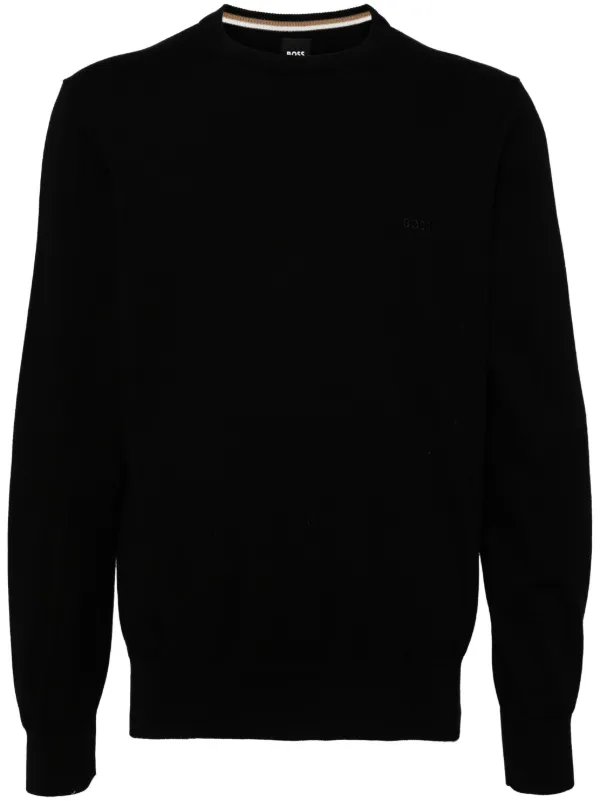 BOSS crew-neck Cotton Jumper | Black | FARFETCH UZ