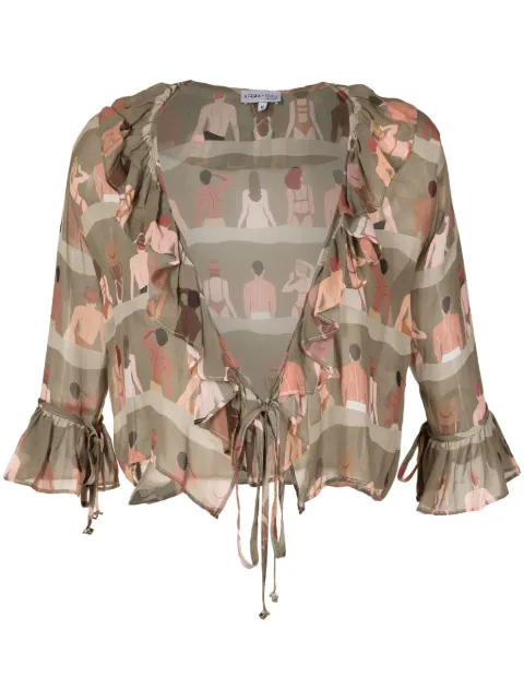 Amir Slama blusa de seda con nadador estampado