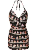 Amir Slama graphic-print swimsuit - Black