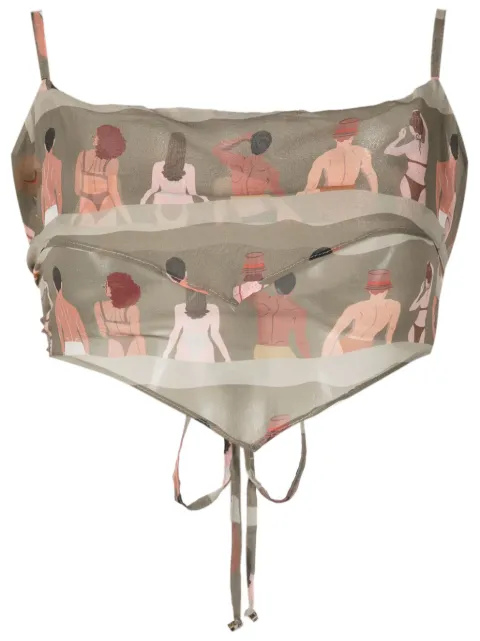 Amir Slama graphic-print silk cropped top