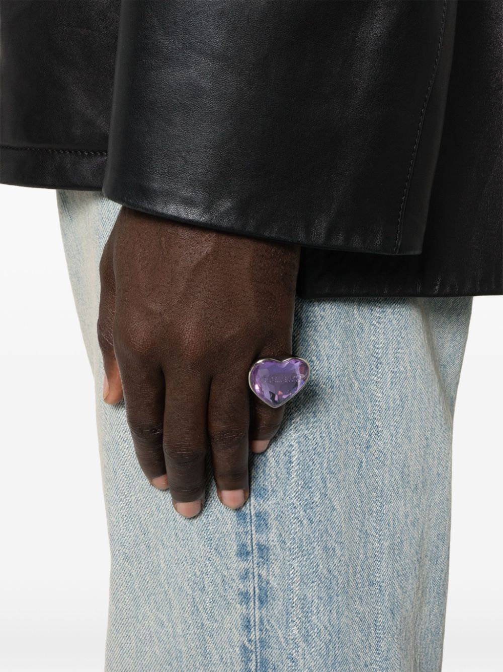 Shop Vetements Heart-gem Ring In Silver