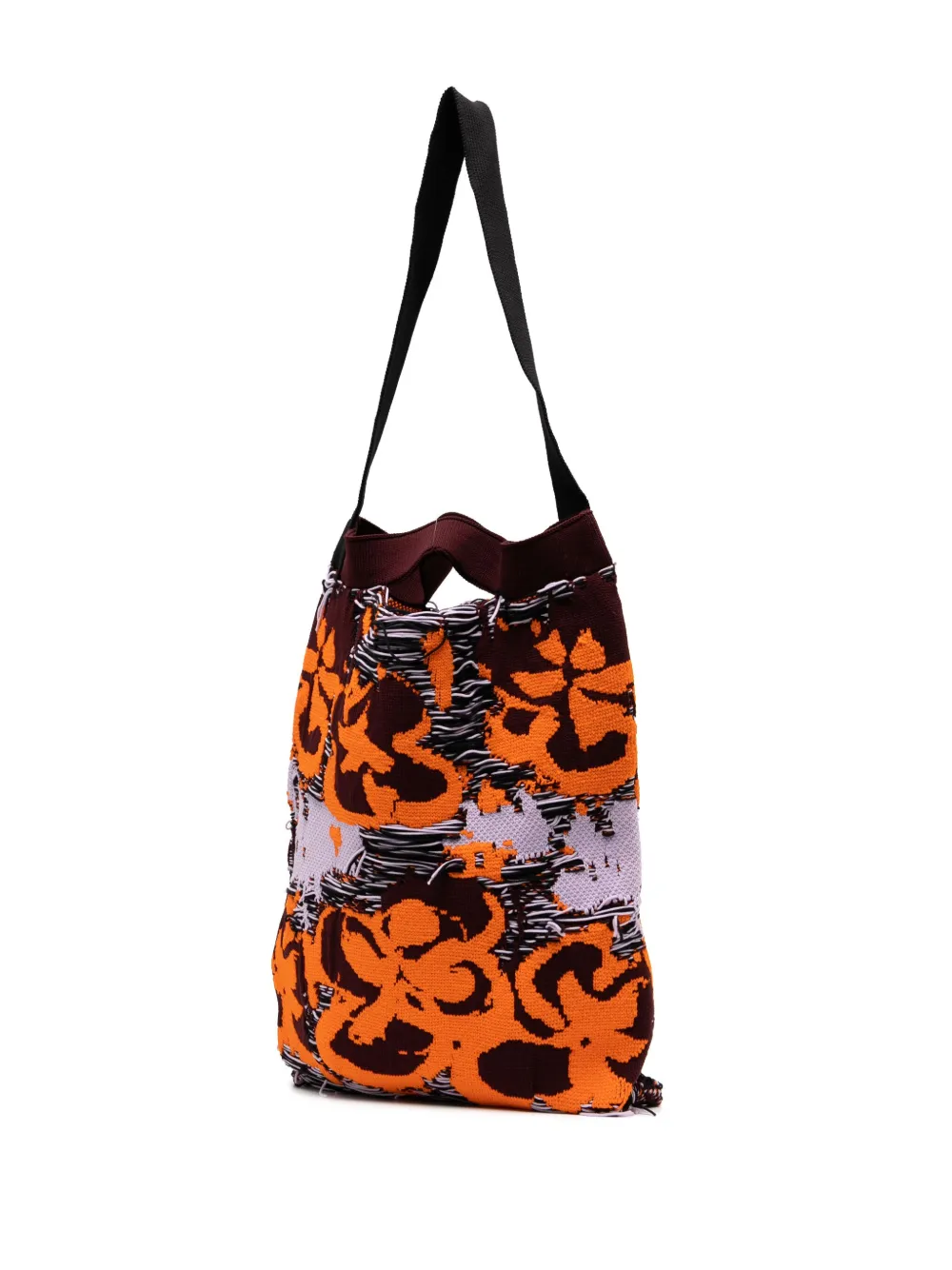 Shop Jnby Knitted Floral Tote Bag In Multicolour