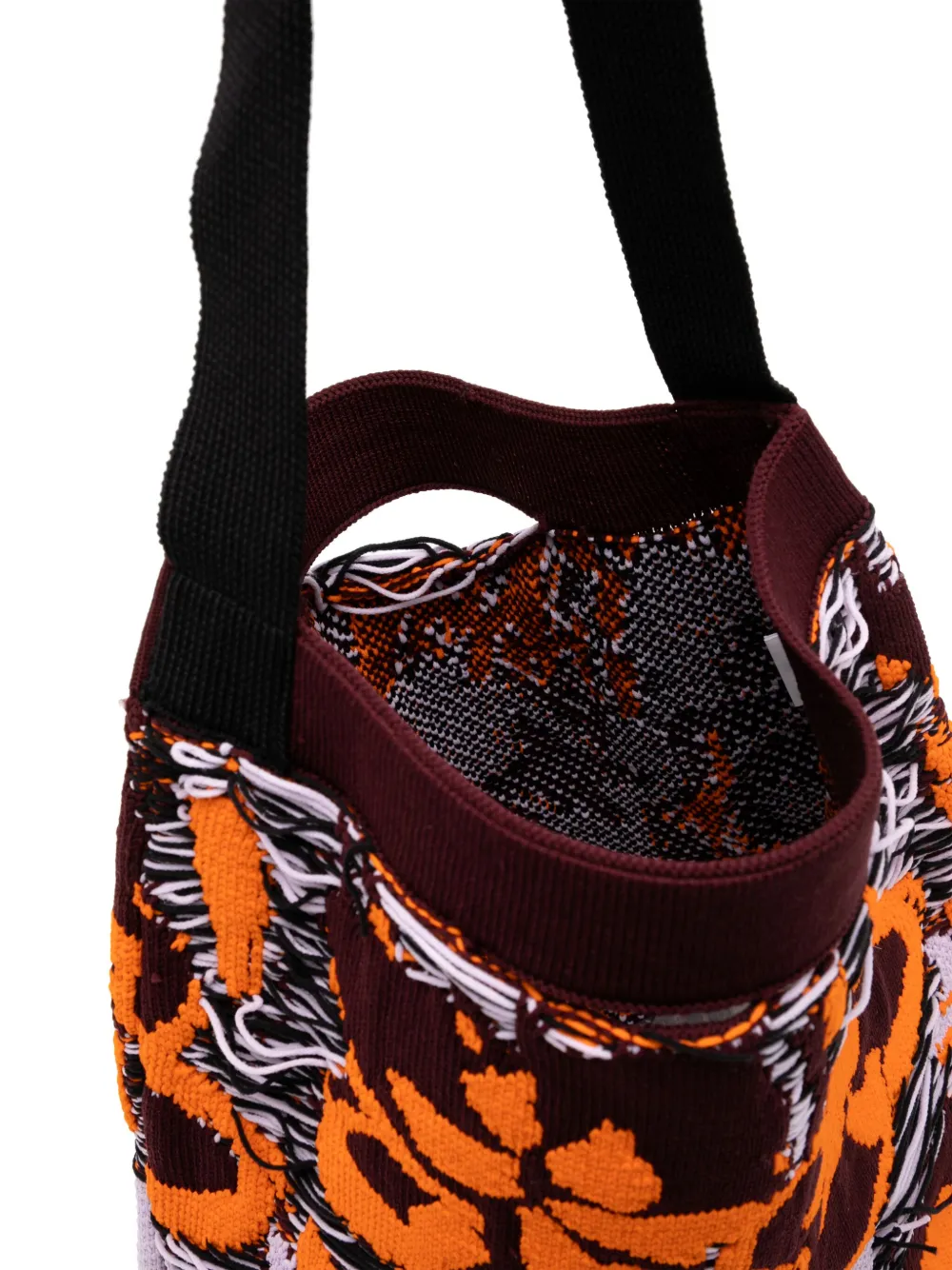 Shop Jnby Knitted Floral Tote Bag In Multicolour