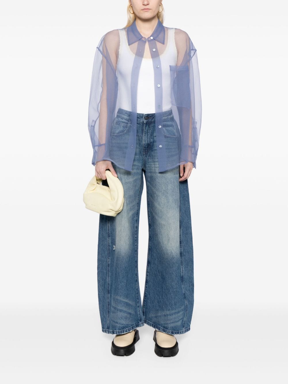 JNBY oversized sheer shirt - Blauw