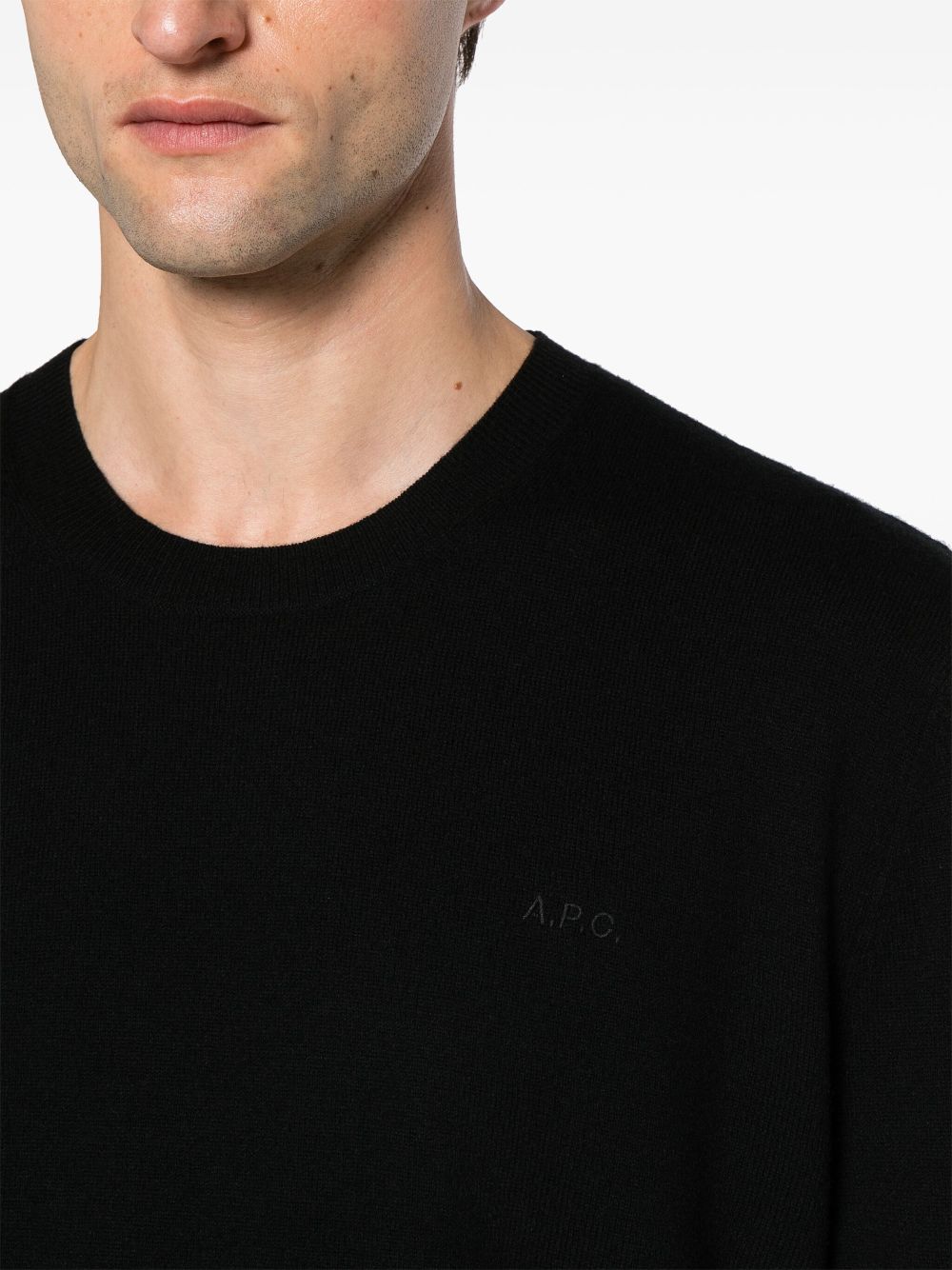 A.P.C. embroidered-logo virgin wool jumper Men