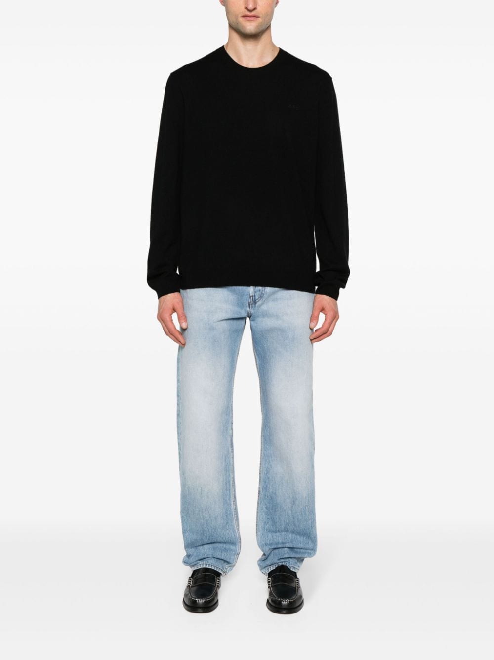 A.P.C. embroidered-logo virgin wool jumper - Zwart