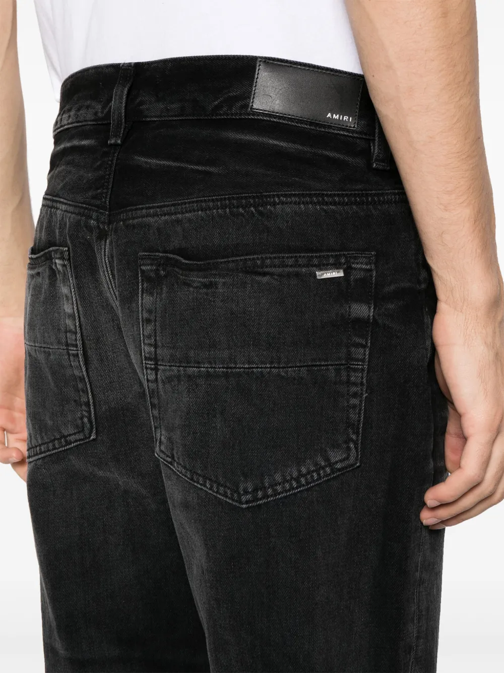 Shop Amiri Release Hem Straight-leg Jeans In Black