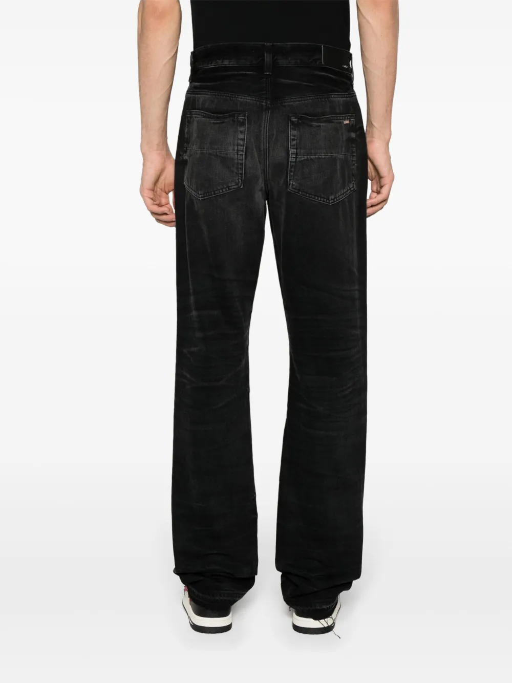 Shop Amiri Release Hem Straight-leg Jeans In Black