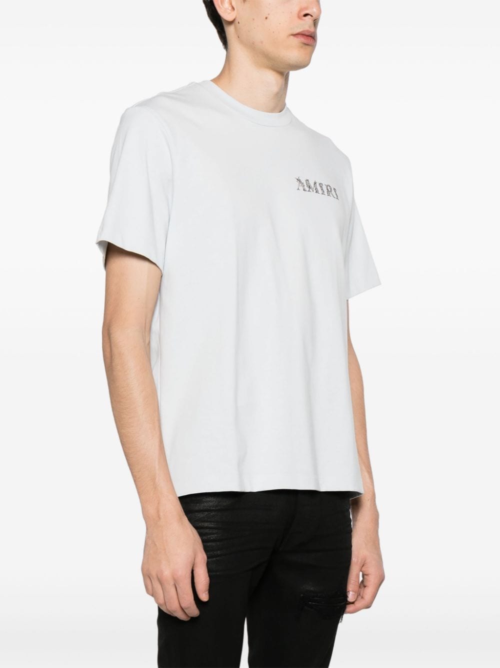 Shop Amiri Baroque Logo-print T-shirt In Grey