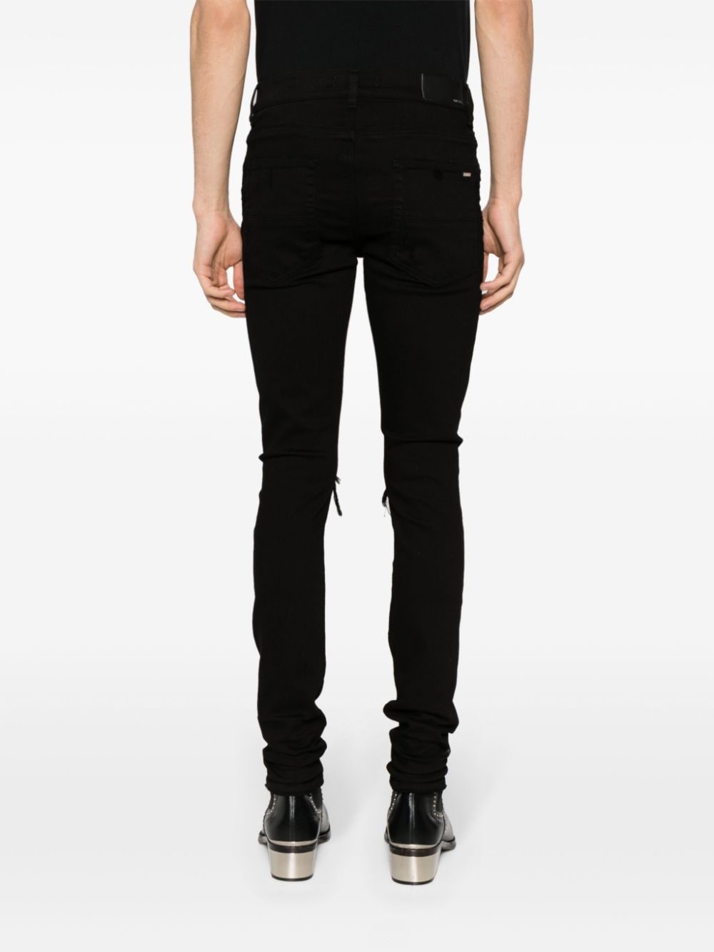 Shop Amiri Crystal Mx1 Mid-rise Skinny Jeans In 018 Black