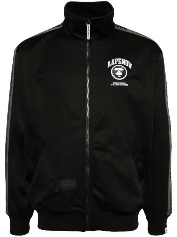 AAPE BY A BATHING APE logo embroidered zip up Jacket Black FARFETCH AZ