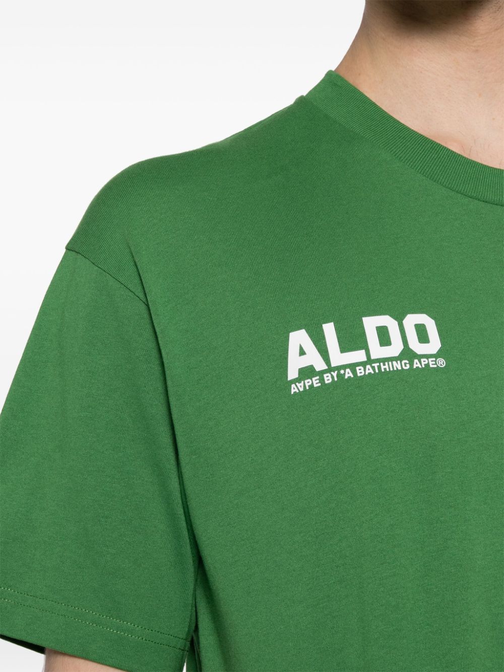 Shop Aape By A Bathing Ape Logo-appliqué Cotton T-shirt In Green