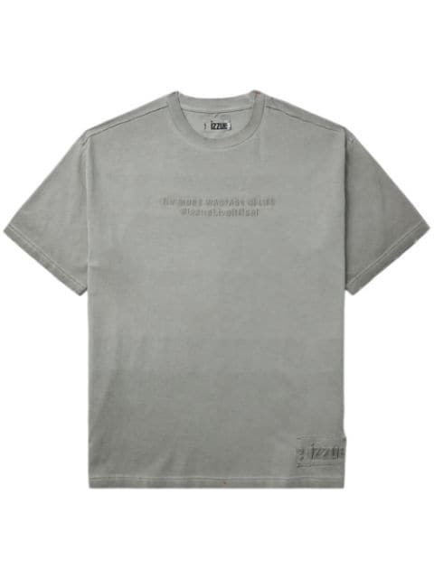 izzue slogan-embroidered cotton T-shirt
