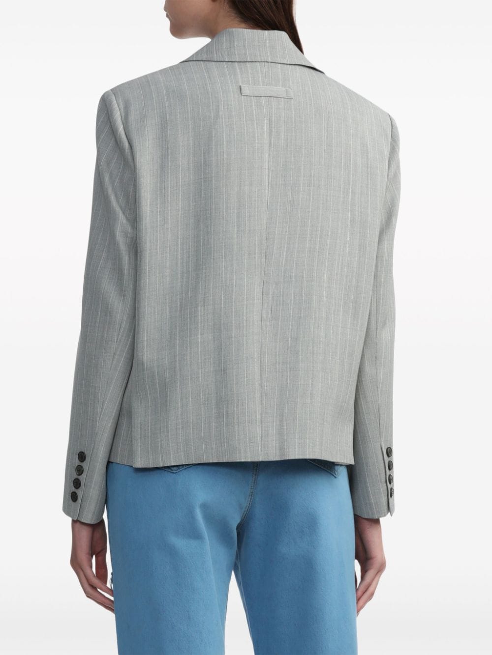 Shop Sjyp Striped Wool-blend Blazer In Grau