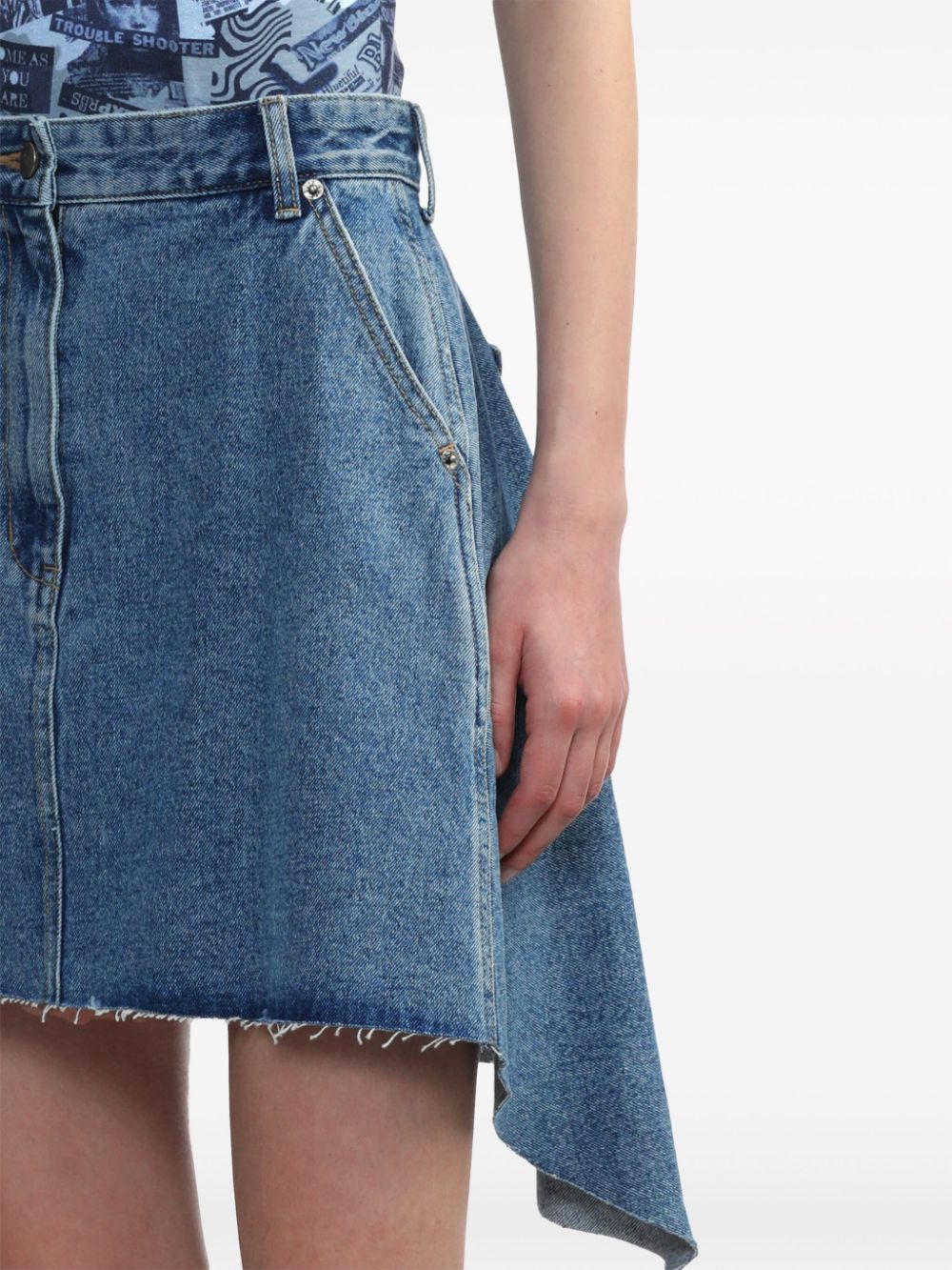 Shop Sjyp Asymmetric Denim Miniskirt In Blau