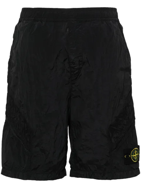 Stone Island Compass-badge crinkled shorts